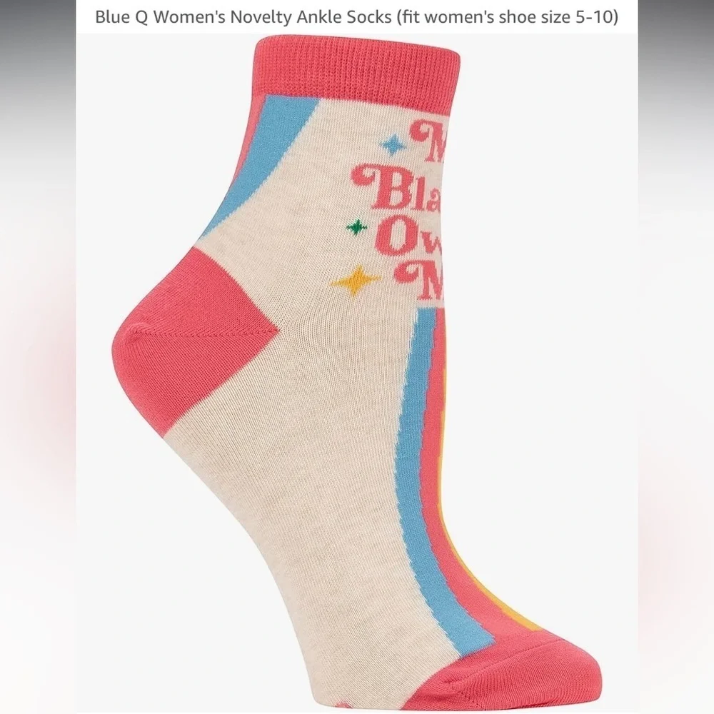 Blue Q My Bladder Owns Me Women's Novelty Ankle Socks Multicolor Rainbow Funny